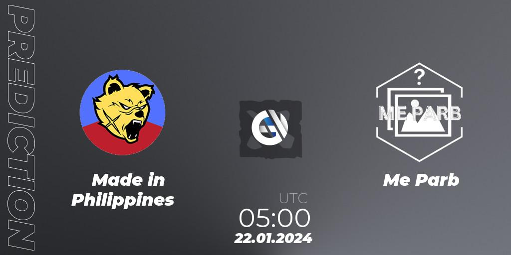 Made in Philippines vs Me Parb: Match Prediction. 04.02.2024 at 07:10, Dota 2, New Year Cup 2024