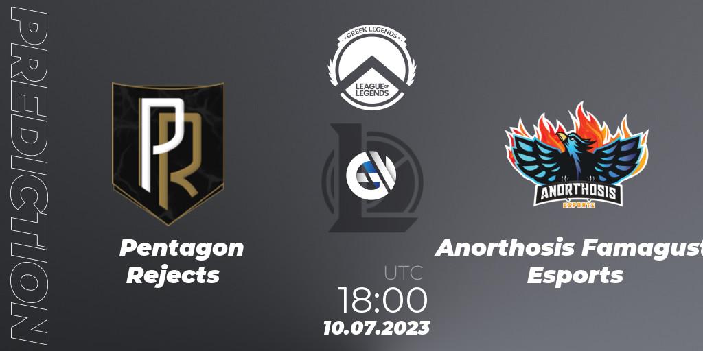 Pentagon Rejects vs Anorthosis Famagusta Esports: Match Prediction. 10.07.2023 at 18:15, LoL, Greek Legends League Summer 2023