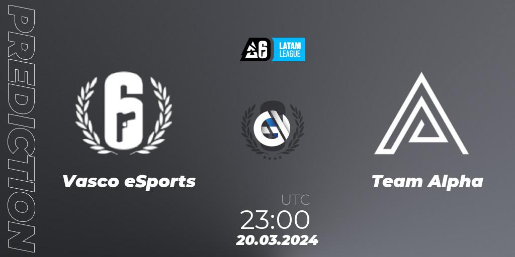 Vasco eSports vs Team Alpha: Match Prediction. 20.03.2024 at 23:00, Rainbow Six, LATAM League 2024 - Stage 1: LATAM South