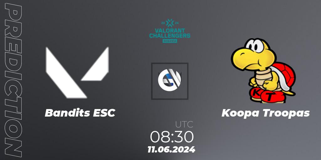 Bandits ESC vs Koopa Troopas: Match Prediction. 11.06.2024 at 08:30, VALORANT, VALORANT Challengers 2024 Oceania: Split 2