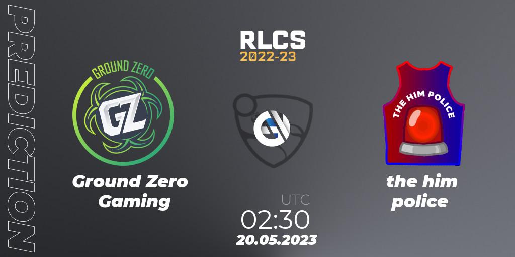 Ground Zero Gaming vs the him police: Match Prediction. 20.05.2023 at 02:30, Rocket League, RLCS 2022-23 - Spring: Oceania Regional 2 - Spring Cup