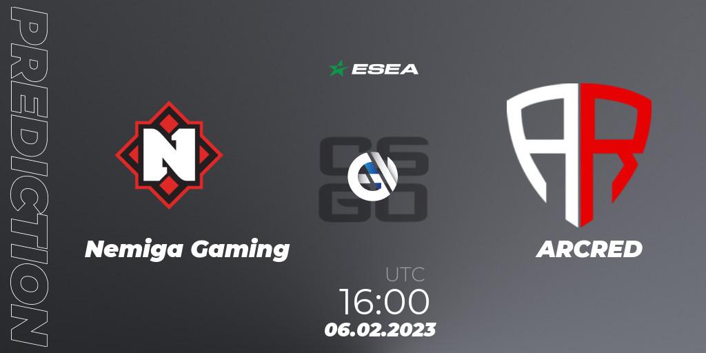 Nemiga Gaming vs ARCRED: Match Prediction. 06.02.23, CS2 (CS:GO), ESEA Season 44: Advanced Division - Europe
