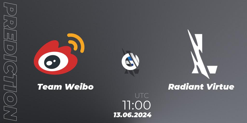 Team Weibo vs Radiant Virtue: Match Prediction. 13.06.2024 at 11:00, Wild Rift, Wild Rift Super League Summer 2024 - 5v5 Tournament Group Stage