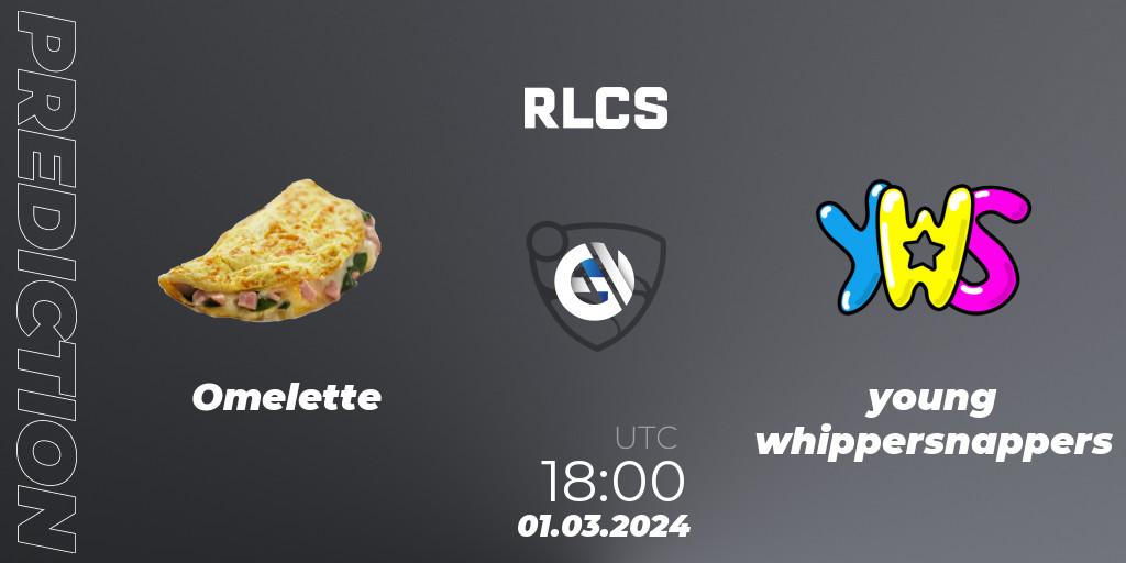 Omelette vs young whippersnappers: Match Prediction. 01.03.2024 at 18:00, Rocket League, RLCS 2024 - Major 1: North America Open Qualifier 3
