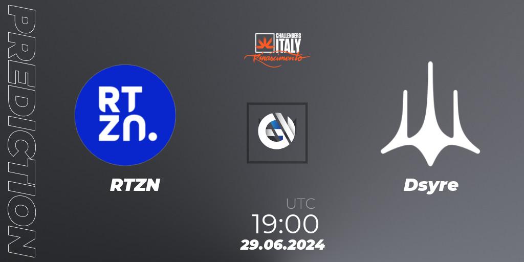 RTZN vs Dsyre: Match Prediction. 29.06.2024 at 19:00, VALORANT, VALORANT Challengers 2024 Italy: Rinascimento Split 2