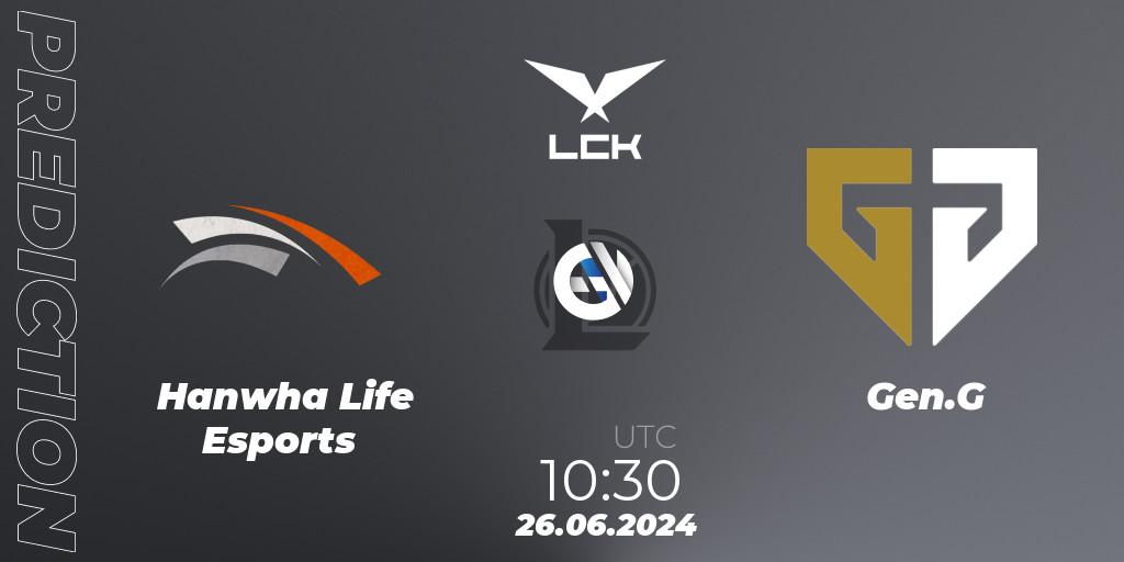 Hanwha Life Esports vs Gen.G: Match Prediction. 18.08.2024 at 08:30, LoL, LCK Summer 2024 Group Stage