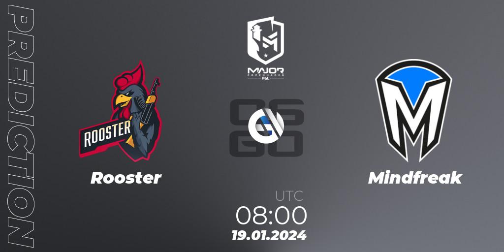 Rooster vs Mindfreak: Match Prediction. 19.01.2024 at 08:00, Counter-Strike (CS2), PGL CS2 Major Copenhagen 2024 Oceania RMR Closed Qualifier