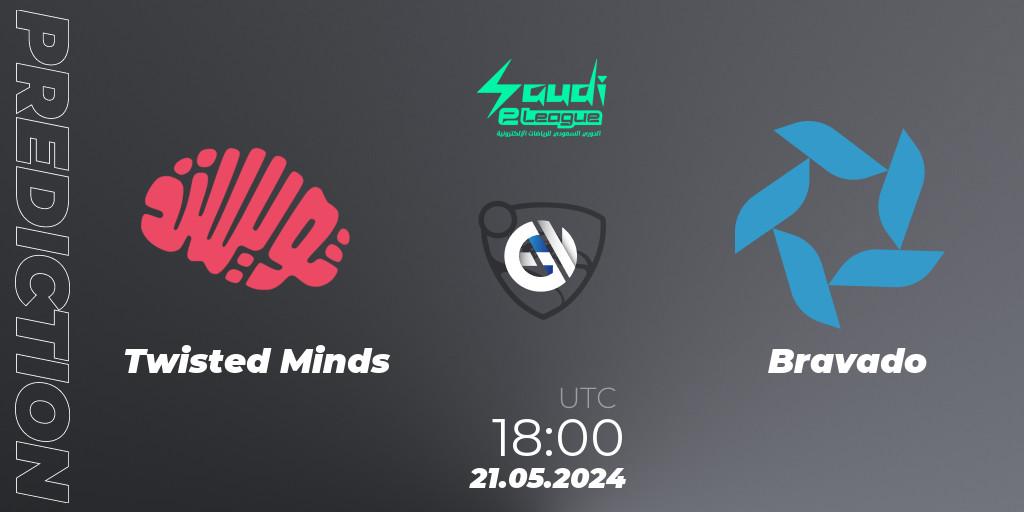 Twisted Minds vs Bravado: Match Prediction. 21.05.2024 at 18:00, Rocket League, Saudi eLeague 2024 - Major 2: Online Major Phase 1