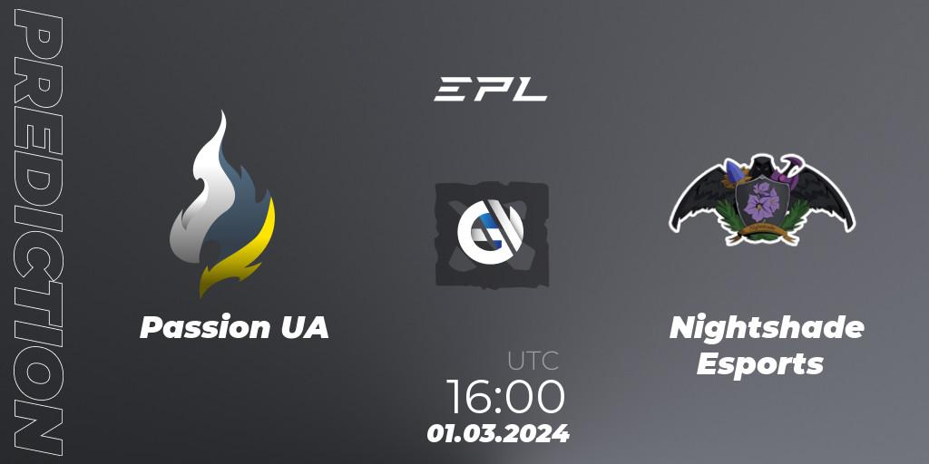 Passion UA vs Nightshade Esports: Match Prediction. 01.03.2024 at 16:02, Dota 2, European Pro League Season 17: Division 2