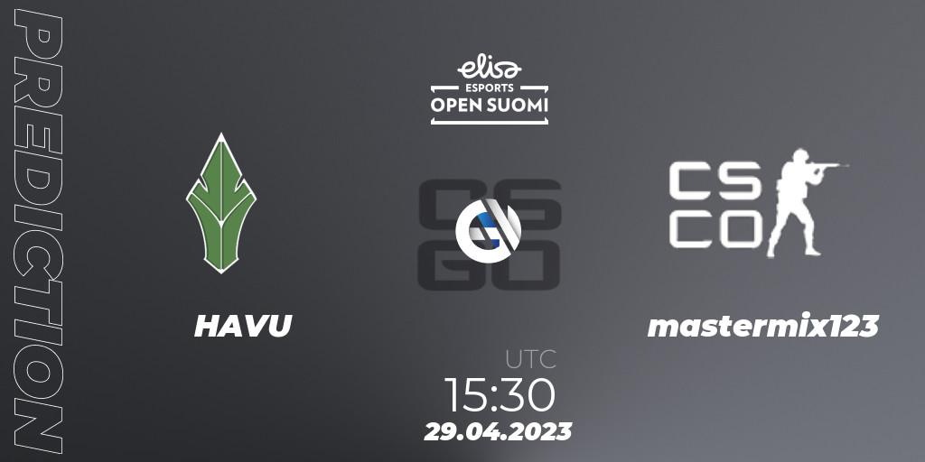 HAVU vs mastermix123: Match Prediction. 29.04.2023 at 15:30, Counter-Strike (CS2), Elisa Open Suomi Season 5