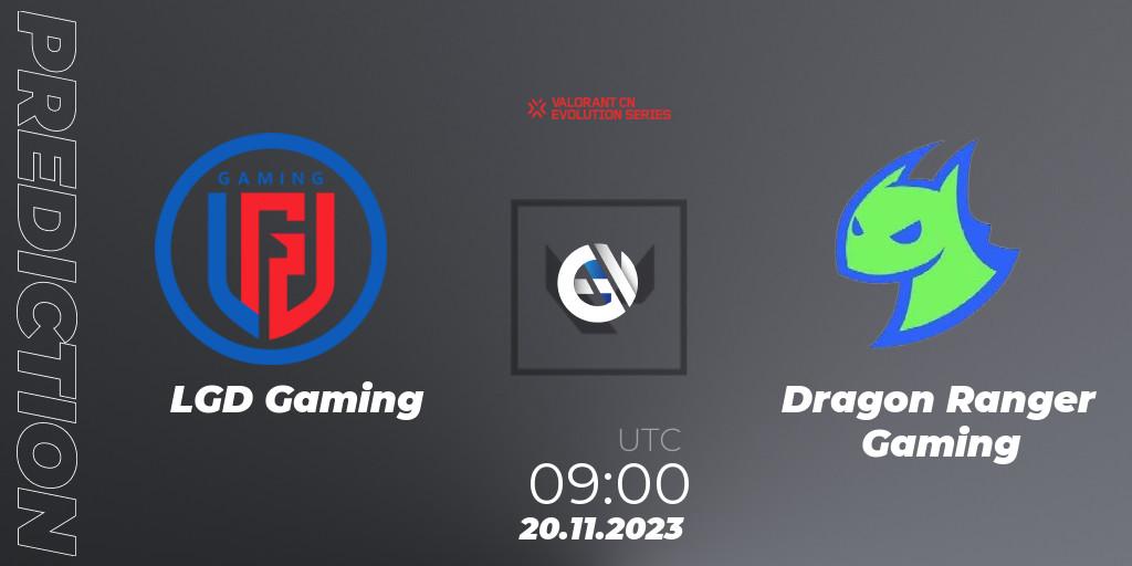 LGD Gaming vs Dragon Ranger Gaming: Match Prediction. 20.11.2023 at 07:00, VALORANT, VALORANT China Evolution Series Act 3: Heritability
