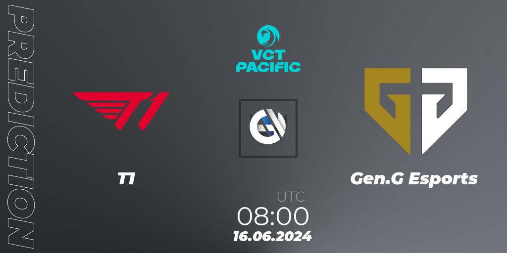 T1 vs Gen.G Esports: Match Prediction. 16.06.2024 at 08:00, VALORANT, VALORANT Champions Tour Pacific 2024: Stage 2 - Group Stage