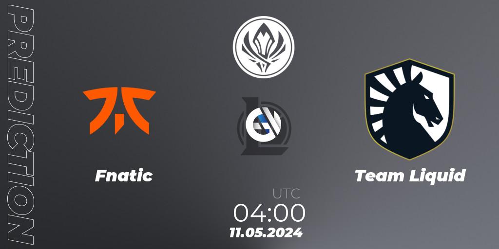 Fnatic vs Team Liquid: Match Prediction. 11.05.2024 at 04:00, LoL, Mid Season Invitational 2024 - Bracket Stage
