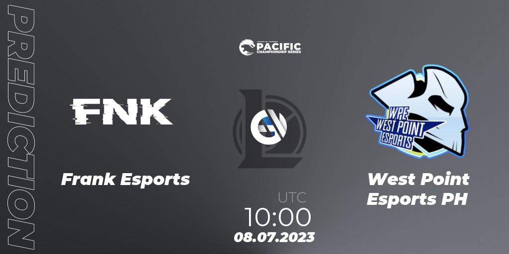 Frank Esports vs West Point Esports PH: Match Prediction. 08.07.2023 at 10:00, LoL, PACIFIC Championship series Group Stage