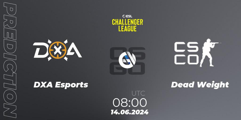 DXA Esports vs Dead Weight: Match Prediction. 14.06.2024 at 09:45, Counter-Strike (CS2), ESL Challenger League Season 47 Relegation: Oceania