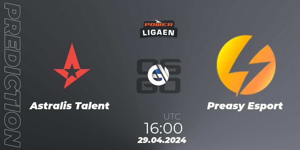 Astralis Talent vs Preasy Esport: Match Prediction. 29.04.2024 at 16:00, Counter-Strike (CS2), Dust2.dk Ligaen Season 26