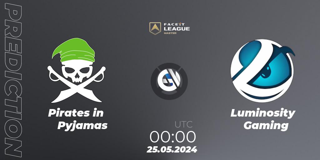 Pirates in Pyjamas vs Luminosity Gaming: Match Prediction. 27.05.2024 at 23:00, Overwatch, FACEIT League Season 1 - NA Master Road to EWC