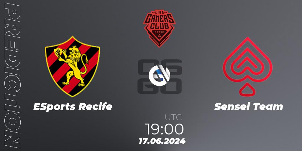ESports Recife vs Sensei Team: Match Prediction. 17.06.2024 at 19:00, Counter-Strike (CS2), Gamers Club Liga Série A: June 2024