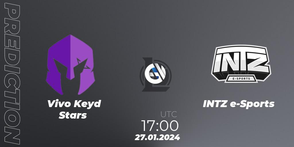 Vivo Keyd Stars vs INTZ e-Sports: Match Prediction. 27.01.2024 at 17:00, LoL, CBLOL Split 1 2024 - Group Stage