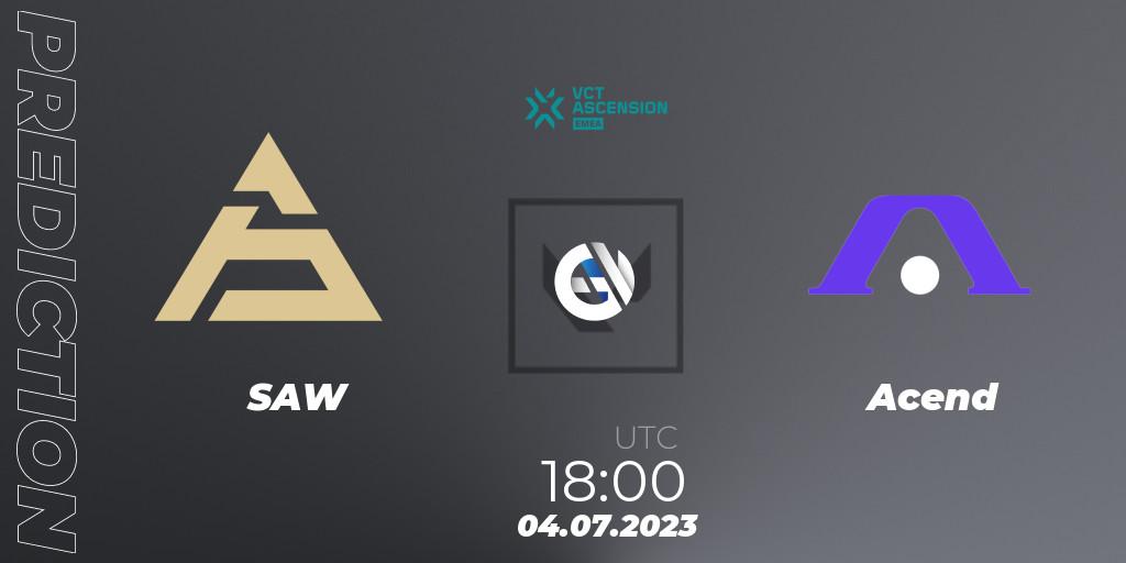 SAW vs Acend: Match Prediction. 04.07.2023 at 18:00, VALORANT, VALORANT Challengers Ascension 2023: EMEA - Group Stage