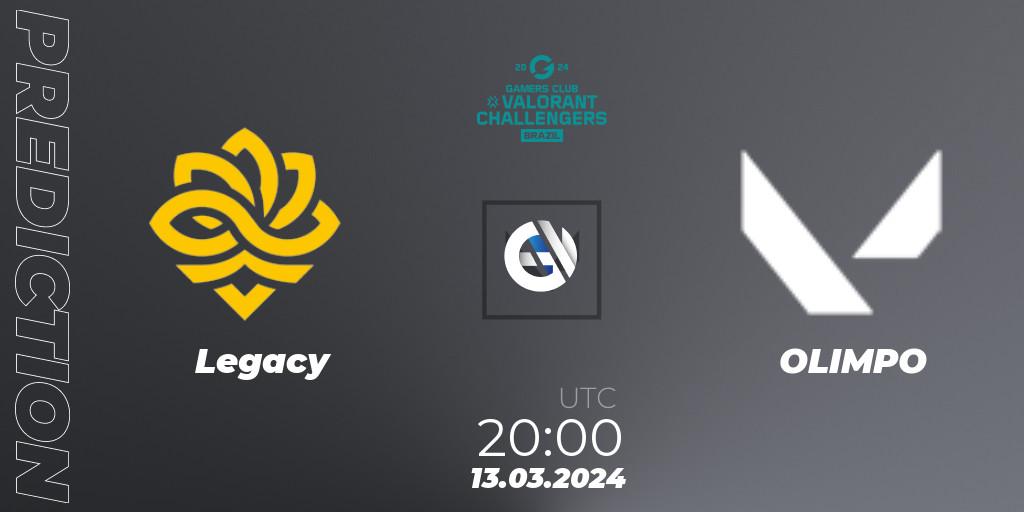 Legacy vs OLIMPO: Match Prediction. 13.03.2024 at 20:00, VALORANT, VALORANT Challengers Brazil 2024: Split 1