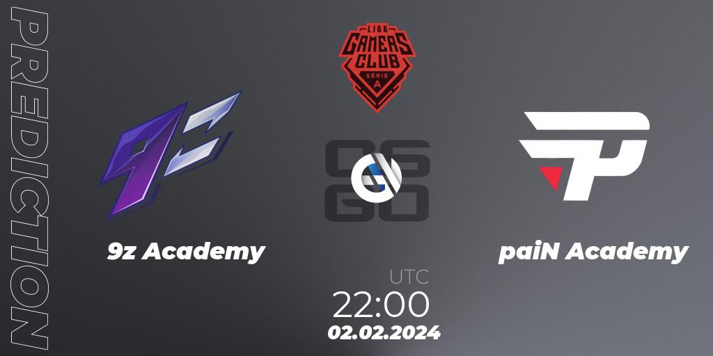 9z Academy vs paiN Academy: Match Prediction. 02.02.2024 at 22:00, Counter-Strike (CS2), Gamers Club Liga Série A: January 2024