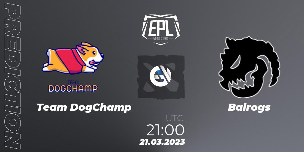 Team DogChamp vs Balrogs: Match Prediction. 21.03.2023 at 21:01, Dota 2, European Pro League World Series America Season 4