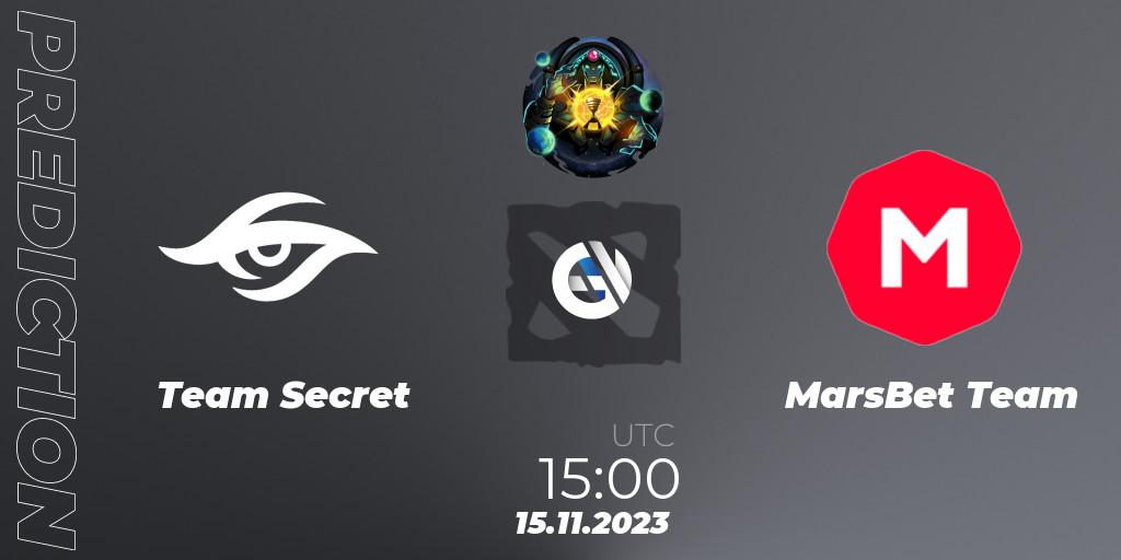 Team Secret vs MarsBet Team: Match Prediction. 15.11.2023 at 15:05, Dota 2, ESL One Kuala Lumpur 2023 Western Europe #2