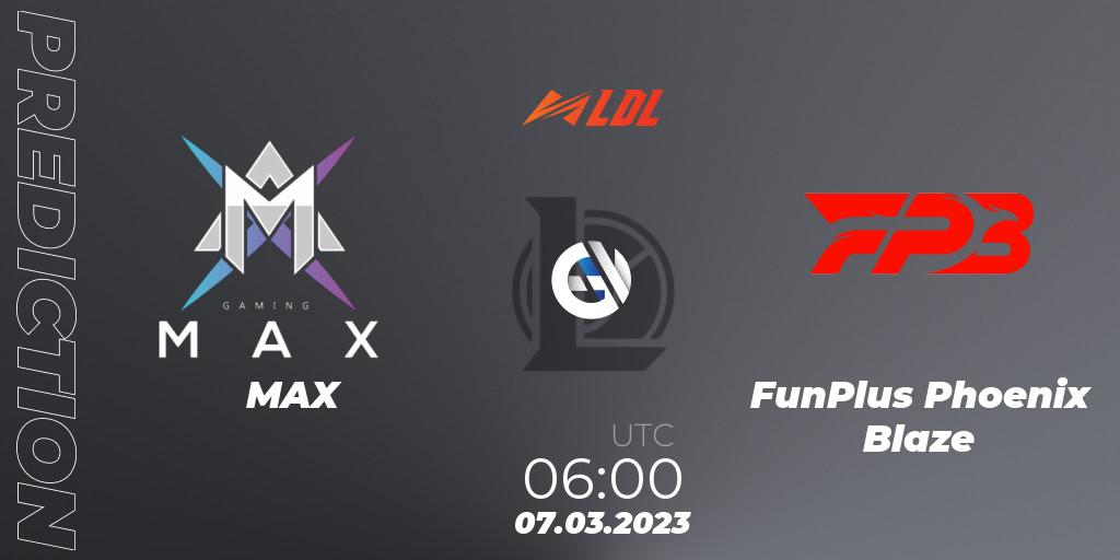 MAX vs FunPlus Phoenix Blaze: Match Prediction. 07.03.23, LoL, LDL 2023 - Regular Season