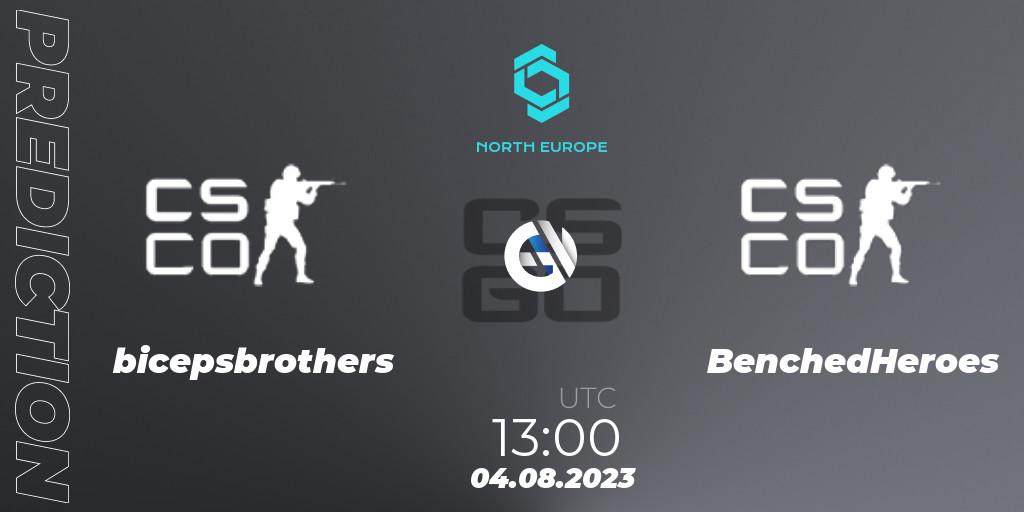 bicepsbrothers vs BenchedHeroes: Match Prediction. 04.08.2023 at 13:00, Counter-Strike (CS2), CCT North Europe Series #7: Open Qualifier