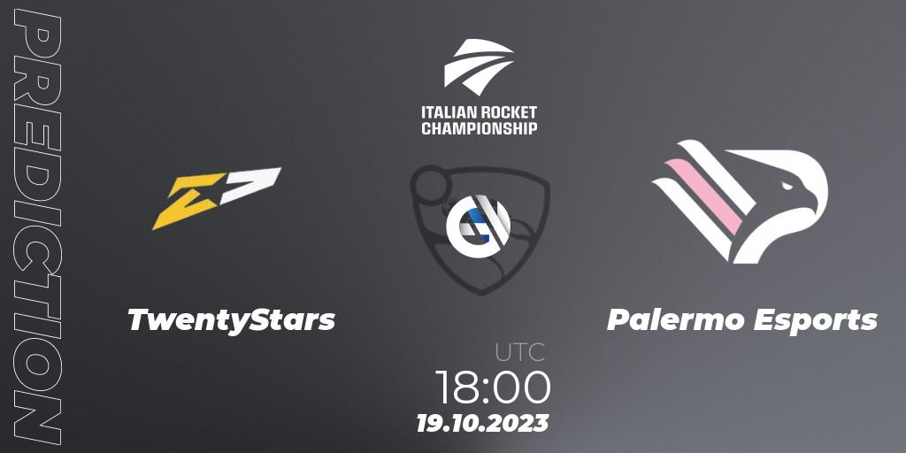 TwentyStars vs Palermo Esports: Match Prediction. 19.10.2023 at 18:00, Rocket League, Italian Rocket Championship Season 11Serie A Relegation