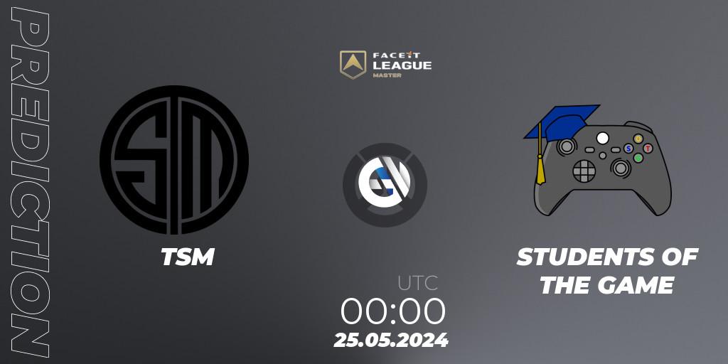 TSM vs STUDENTS OF THE GAME: Match Prediction. 25.05.2024 at 00:00, Overwatch, FACEIT League Season 1 - NA Master Road to EWC