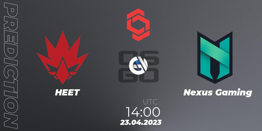 HEET vs Nexus Gaming: Match Prediction. 23.04.23, CS2 (CS:GO), CCT Central Europe Series #6
