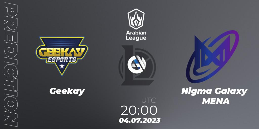 Geekay vs Nigma Galaxy MENA: Match Prediction. 04.07.2023 at 20:00, LoL, Arabian League Summer 2023 - Group Stage