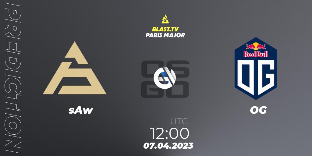 sAw vs OG: Match Prediction. 07.04.2023 at 11:55, Counter-Strike (CS2), BLAST.tv Paris Major 2023 Europe RMR A