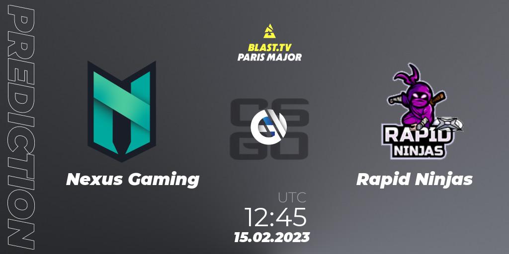 Nexus Gaming vs Rapid Ninjas: Match Prediction. 15.02.23, CS2 (CS:GO), BLAST.tv Paris Major 2023 Europe RMR Open Qualifier 2