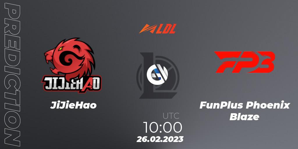 JiJieHao vs FunPlus Phoenix Blaze: Match Prediction. 26.02.2023 at 11:00, LoL, LDL 2023 - Regular Season