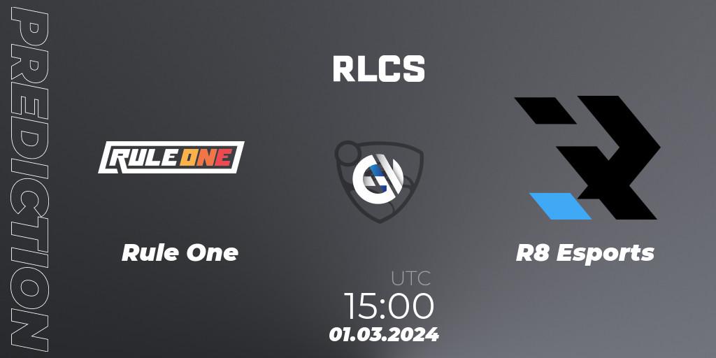 Rule One vs R8 Esports: Match Prediction. 01.03.2024 at 15:00, Rocket League, RLCS 2024 - Major 1: MENA Open Qualifier 3