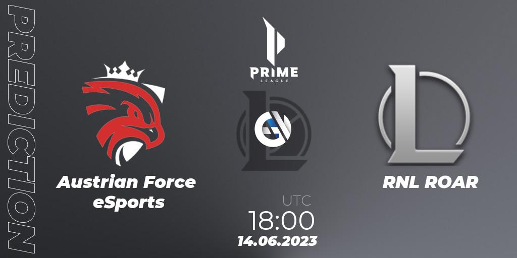 Austrian Force eSports vs RNL ROAR: Match Prediction. 14.06.2023 at 18:00, LoL, Prime League 2nd Division Summer 2023