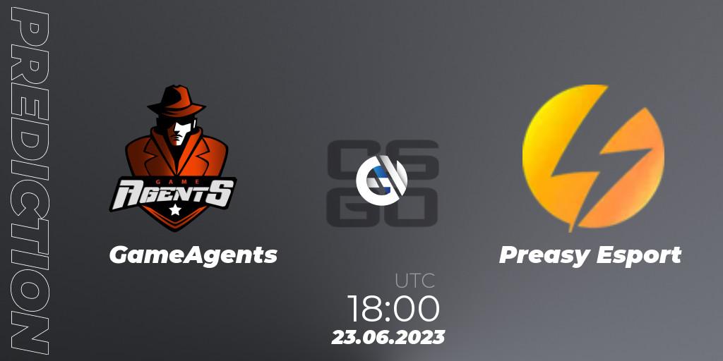 GameAgents vs Preasy Esport: Match Prediction. 23.06.2023 at 18:00, Counter-Strike (CS2), Preasy Summer Cup 2023