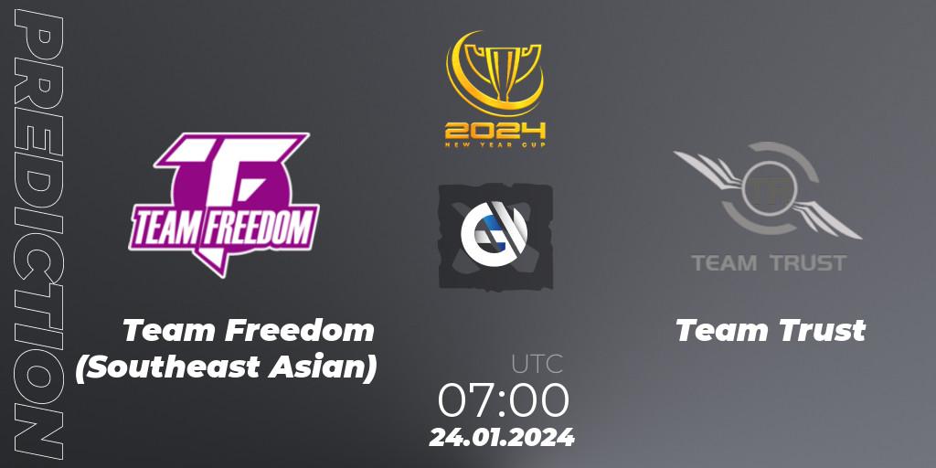 Team Freedom (Southeast Asian) vs Team Trust: Match Prediction. 24.01.2024 at 07:02, Dota 2, New Year Cup 2024