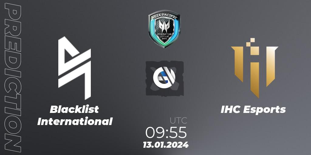 Blacklist International vs IHC Esports: Match Prediction. 13.01.2024 at 11:31, Dota 2, Asia Pacific Predator League 2024