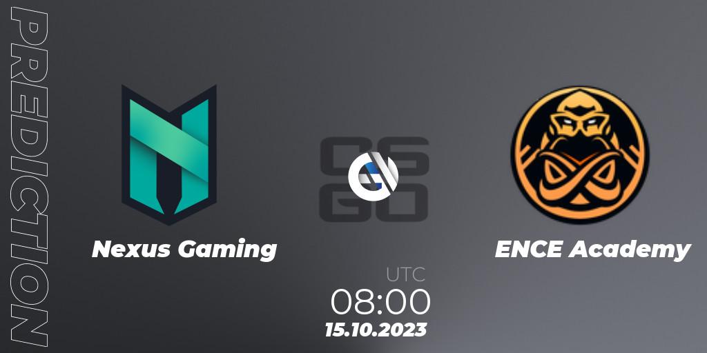 Nexus Gaming vs ENCE Academy: Match Prediction. 15.10.2023 at 08:00, Counter-Strike (CS2), European Pro League Season 11: Division 2