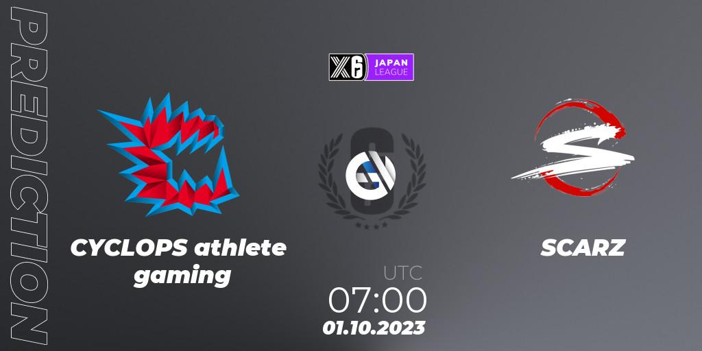 CYCLOPS athlete gaming vs SCARZ: Match Prediction. 01.10.2023 at 06:40, Rainbow Six, Japan League 2023 - Stage 2