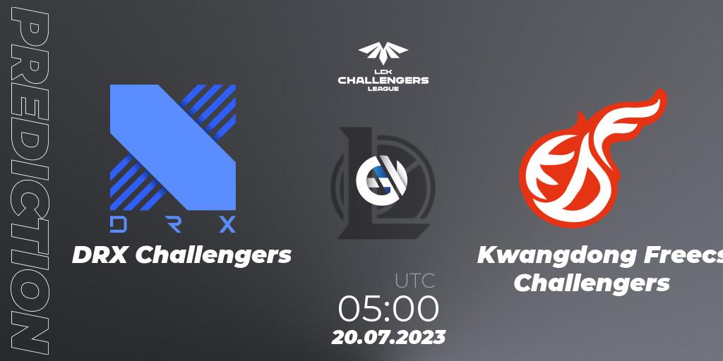 DRX Challengers vs Kwangdong Freecs Challengers: Match Prediction. 20.07.2023 at 05:00, LoL, LCK Challengers League 2023 Summer - Group Stage