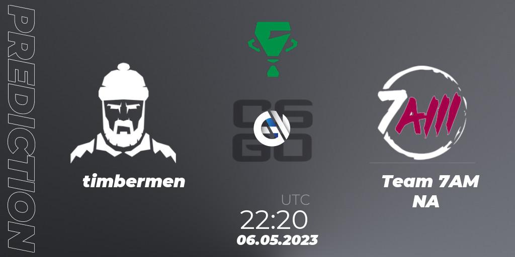 timbermen vs Team 7AM NA: Match Prediction. 06.05.2023 at 22:20, Counter-Strike (CS2), ESEA Cash Cup Circuit Season 1 Cup 6 North America
