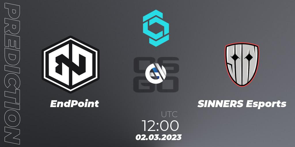 EndPoint vs SINNERS Esports: Match Prediction. 02.03.2023 at 12:25, Counter-Strike (CS2), CCT North Europe Series #4