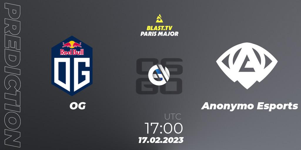 OG vs Anonymo Esports: Match Prediction. 17.02.2023 at 17:00, Counter-Strike (CS2), BLAST.tv Paris Major 2023 Europe RMR Closed Qualifier B