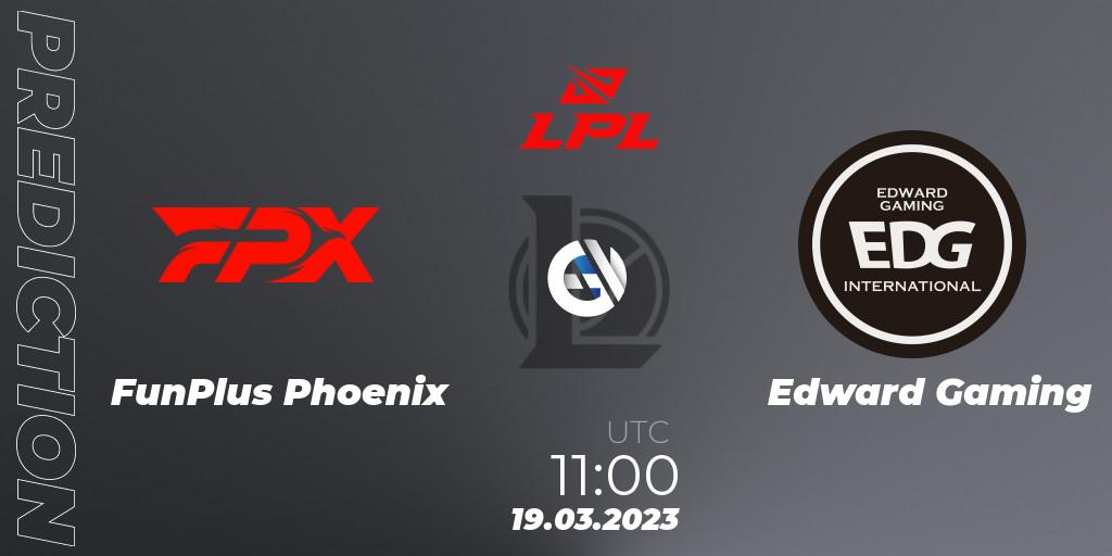 FunPlus Phoenix vs Edward Gaming: Match Prediction. 19.03.2023 at 09:00, LoL, LPL Spring 2023 - Group Stage