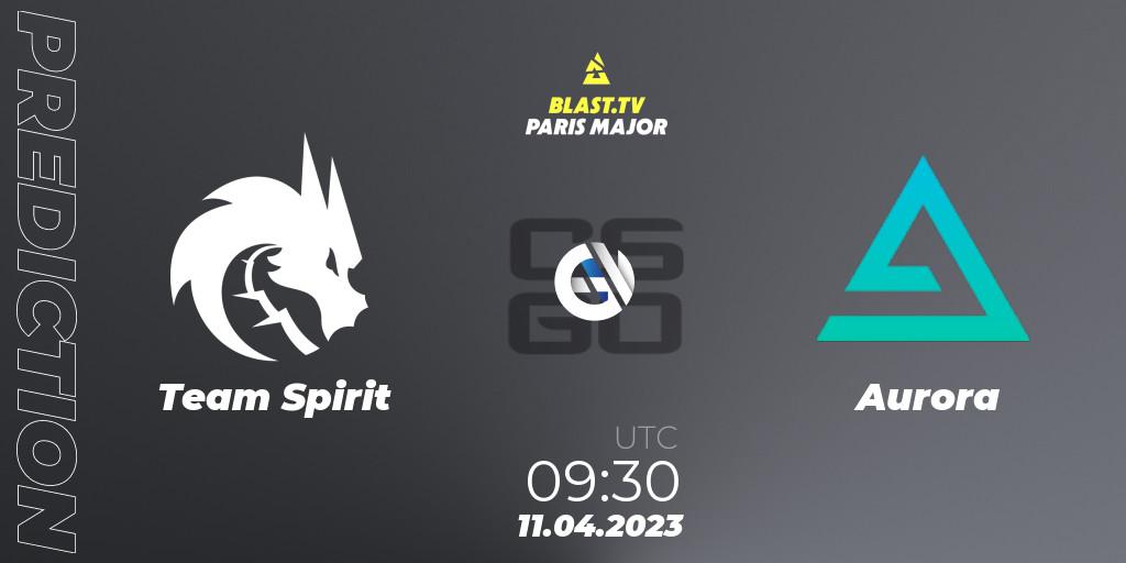 Team Spirit vs Aurora: Match Prediction. 11.04.23, CS2 (CS:GO), BLAST.tv Paris Major 2023 Europe RMR B